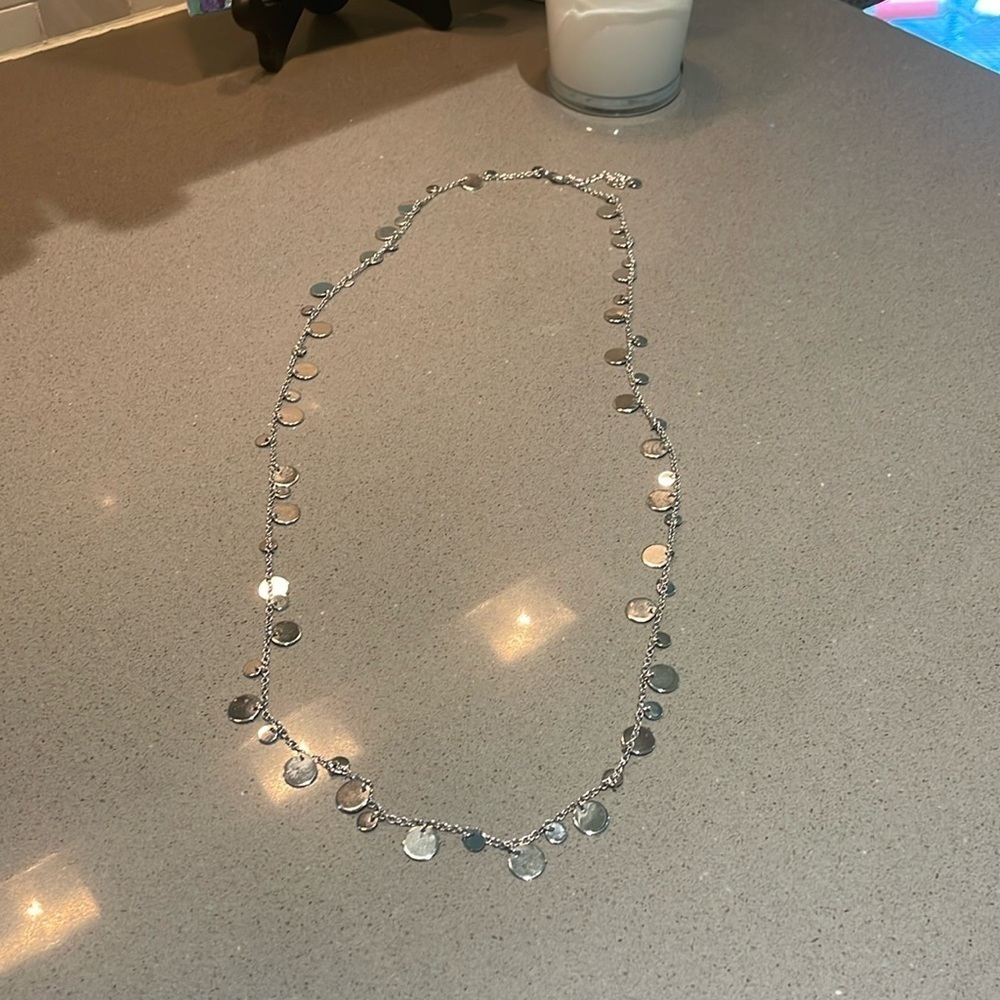 Lia Sophia Silver Sparkly Disc necklace